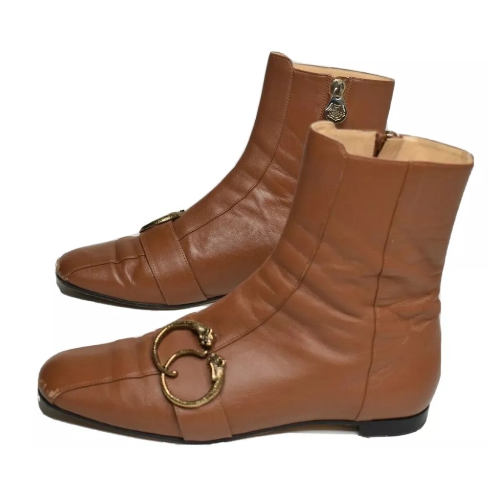 CHARLOTTE OLYMPIA BROWN LEATHER CHELSEA BOOTS 38 8
